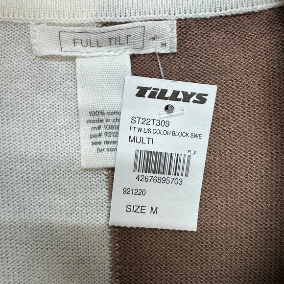 Tillys Colorblock Crop Sweater WMNS M Multi Color Full Tilt Long Sleeve Crewneck - Picture 4 of 8